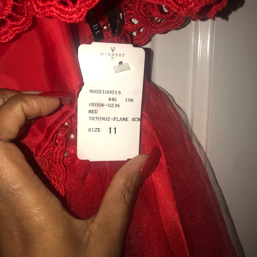 Short Red Two Piece Dress - Picture 3 of 3